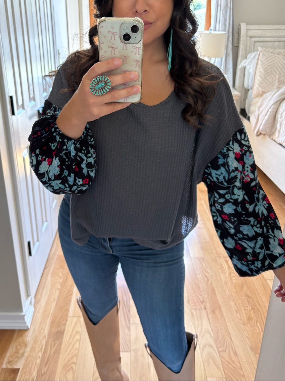 Balloon sleeve boho thermal